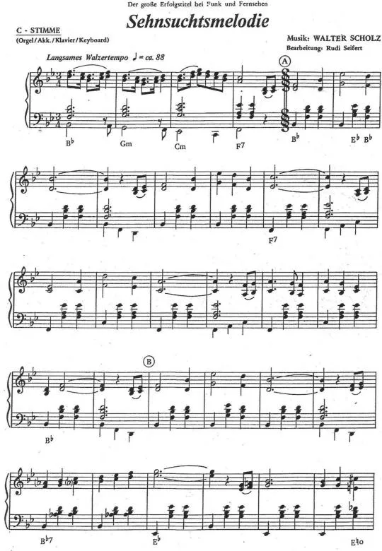 télécharger la partition d'accordéon Sehnsuchtsmelodie (Arrangement : Rudi Seifert) au format PDF