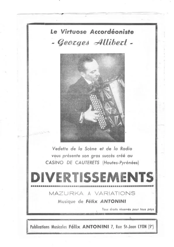 télécharger la partition d'accordéon Divertissements (Mazurka) au format PDF