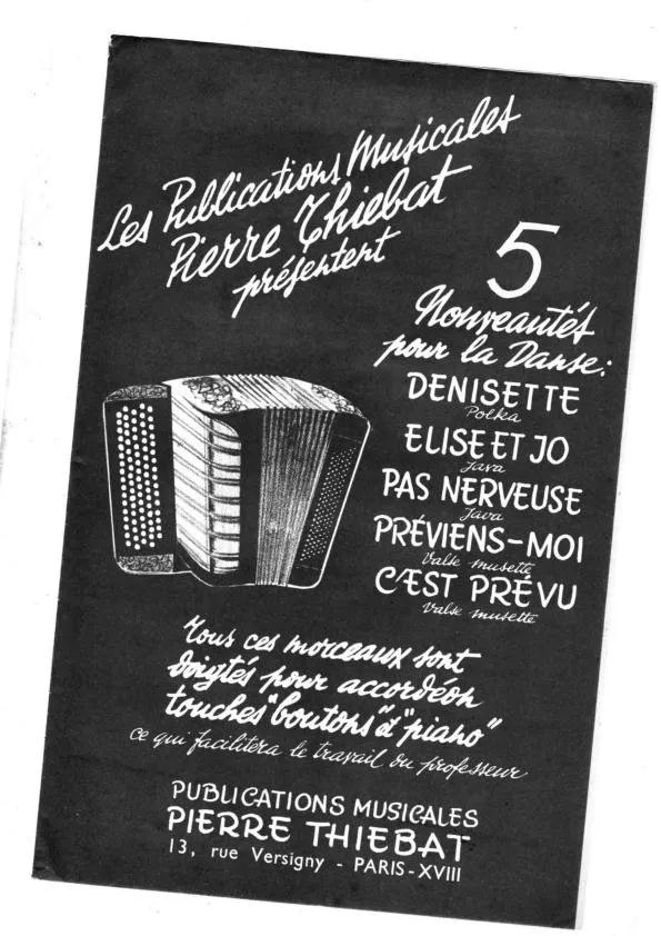télécharger la partition d'accordéon Recueil : 5 Nouveautés pour la danse (Denisette + Elise et Jo + Pas nerveuse + Préviens-moi + C'est prévu) (Doigtés boutons et Piano) au format PDF