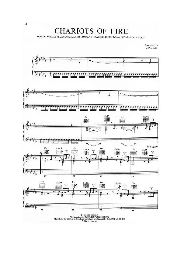 télécharger la partition d'accordéon Chariots of  fire au format PDF