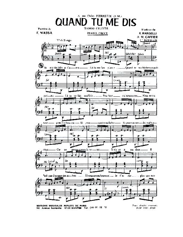 télécharger la partition d'accordéon Quand tu me dis (Orchestration) (Tango Chanté) au format PDF