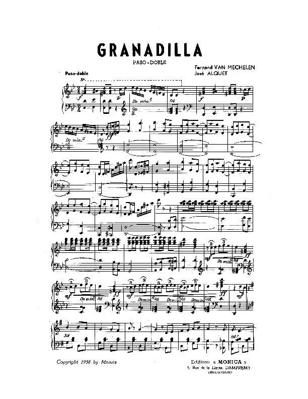 télécharger la partition d'accordéon Granadilla (Paso Doble) au format PDF