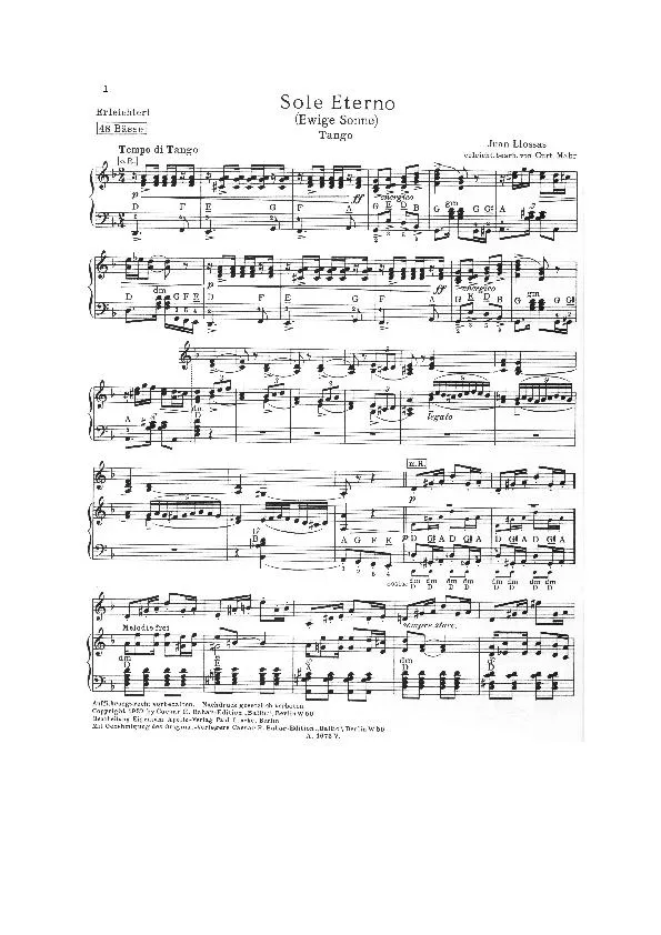 télécharger la partition d'accordéon Sole Eterno (Ewige Sonne) (Duo d'Accordéons) (Arrangement : Curt Mahr) (Original : 48 Bässe) (Tango) au format PDF