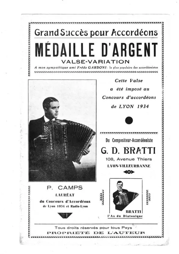 télécharger la partition d'accordéon Médaille d'argent (Medaglio d'argento) (Valse Variation) au format PDF