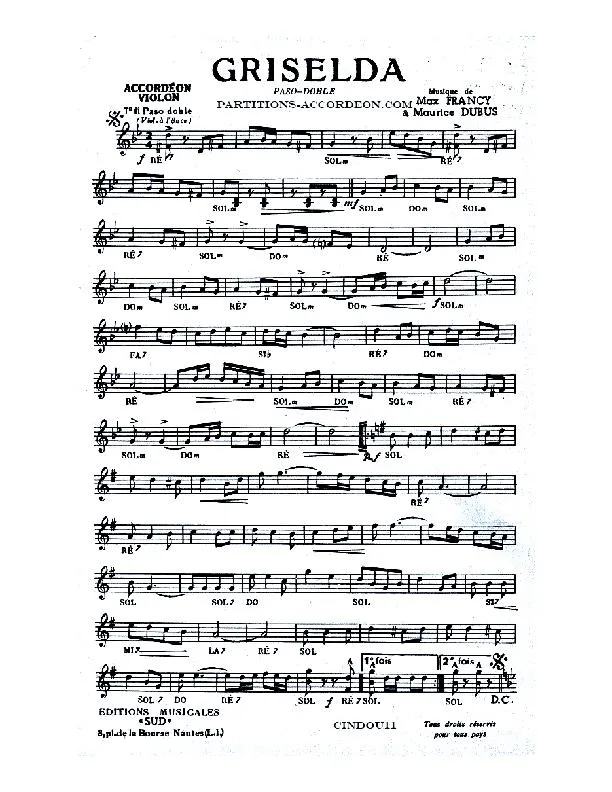 télécharger la partition d'accordéon Griselda (Orchestration) (Paso Doble) au format PDF