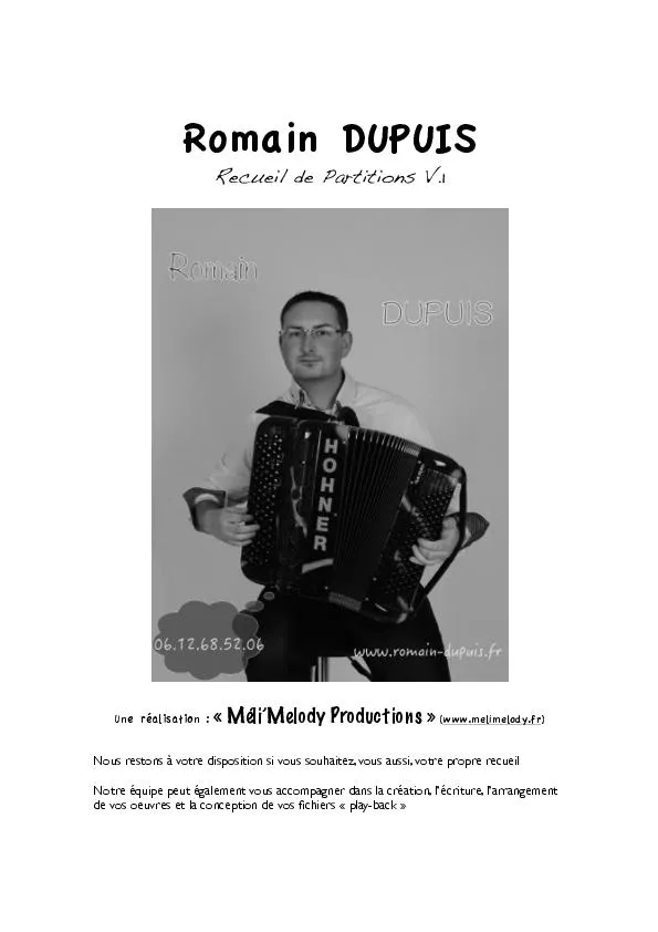 télécharger la partition d'accordéon Romain Dupuis : Recueil de partitions (Volume 1) (12 Titres) au format PDF