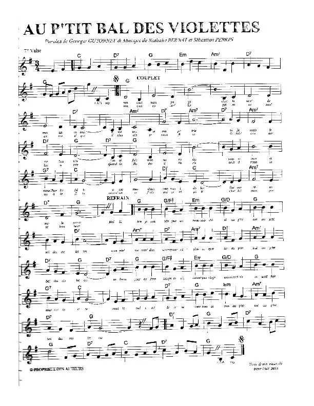 télécharger la partition d'accordéon Au p'tit bal des violettes (Valse) au format PDF