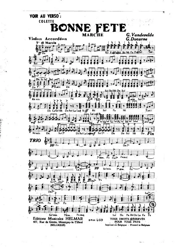 télécharger la partition d'accordéon Bonne fête (Orchestration Complète) (Marche) au format PDF