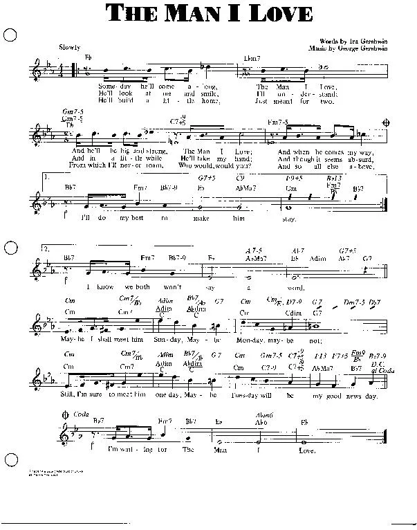 télécharger la partition d'accordéon The Man I Love (Slow) au format PDF