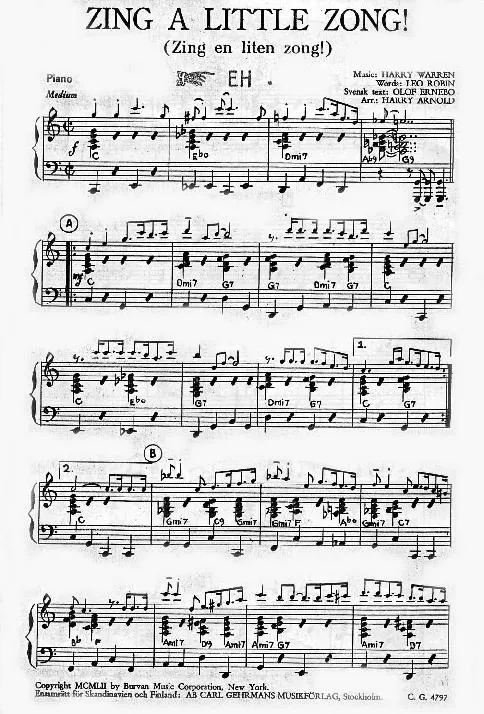 télécharger la partition d'accordéon Zing a little zong (Zing en liten zong) (Arrangement : Harry Arnold) au format PDF