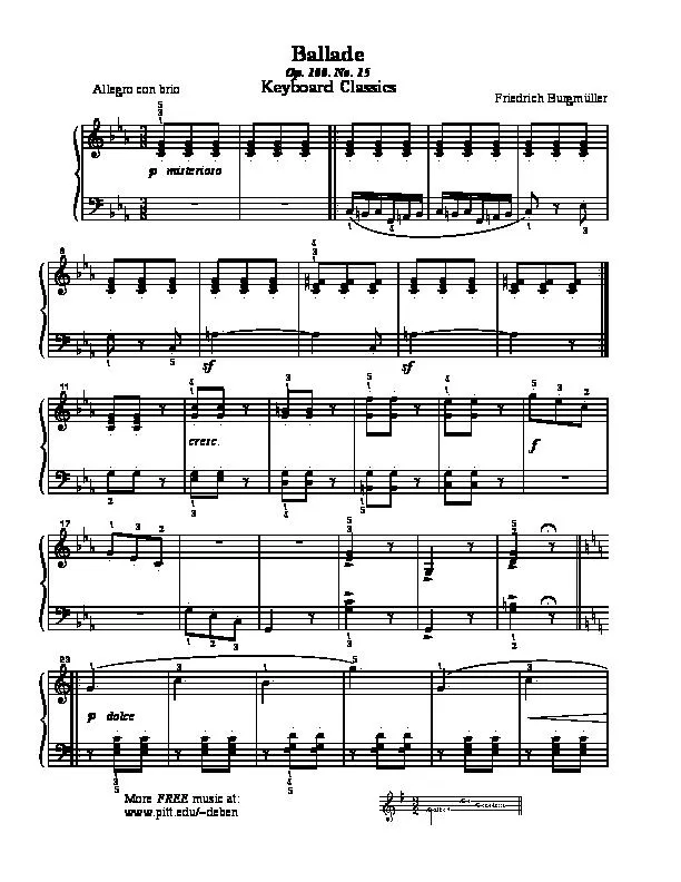 télécharger la partition d'accordéon Ballade (Keybord Classics) au format PDF
