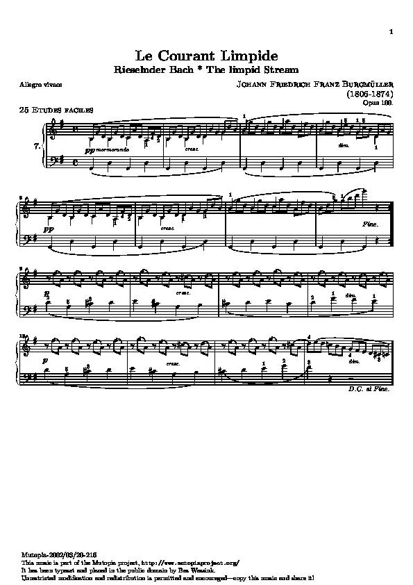 télécharger la partition d'accordéon Le Courant Limpide (Rieselnder Bach) (The limpid Stream) au format PDF