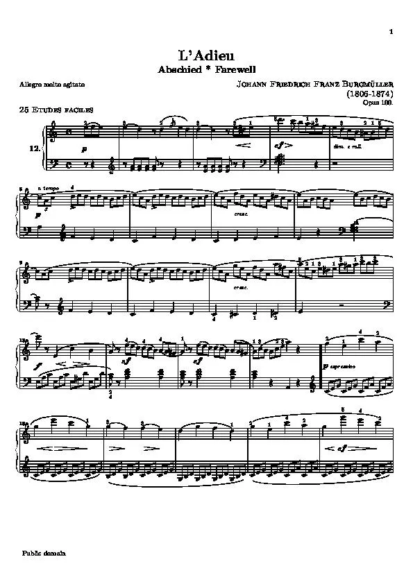 télécharger la partition d'accordéon L'Adieu (Abschied) (Farewell) au format PDF