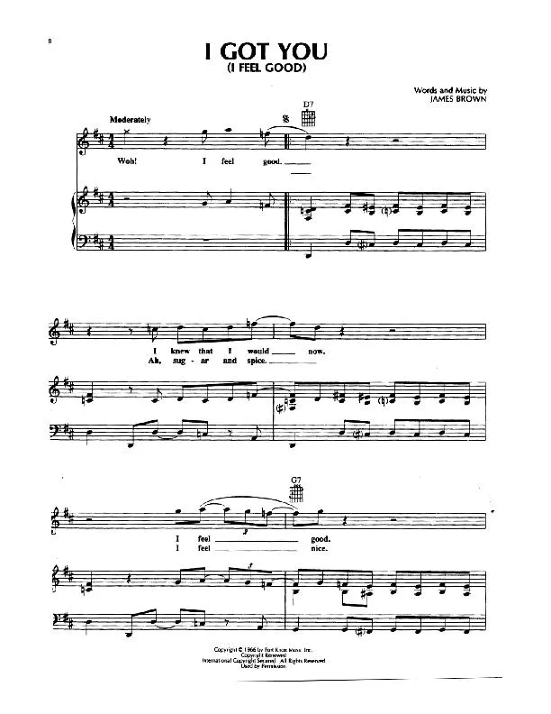 télécharger la partition d'accordéon I got you (I feel good) au format PDF