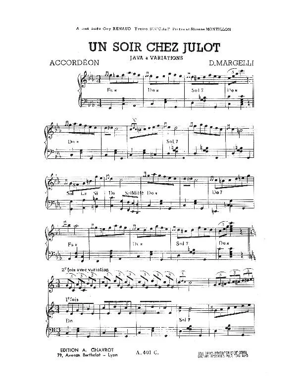 télécharger la partition d'accordéon Un soir chez Julot (Java à Variations) au format PDF