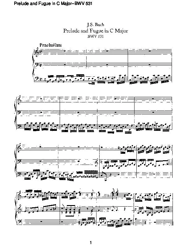 télécharger la partition d'accordéon Prelude and Fugue in C Major BWV 531 (Orgue) au format PDF