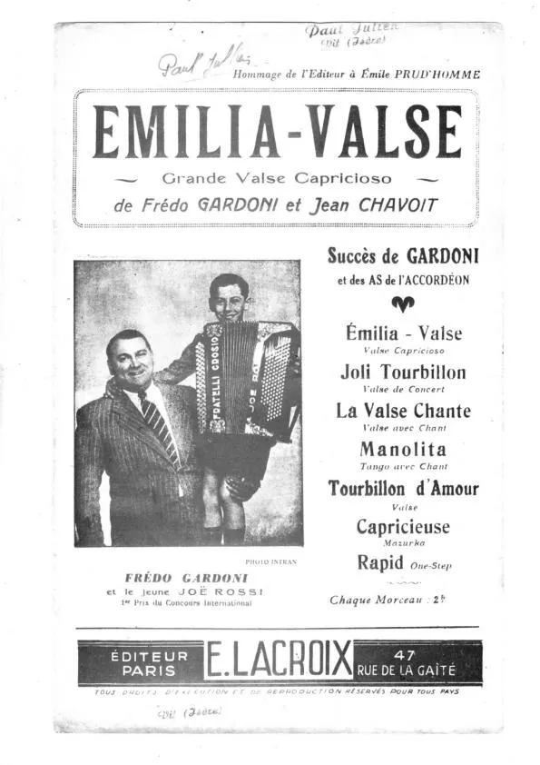 télécharger la partition d'accordéon Emilia Valse au format PDF