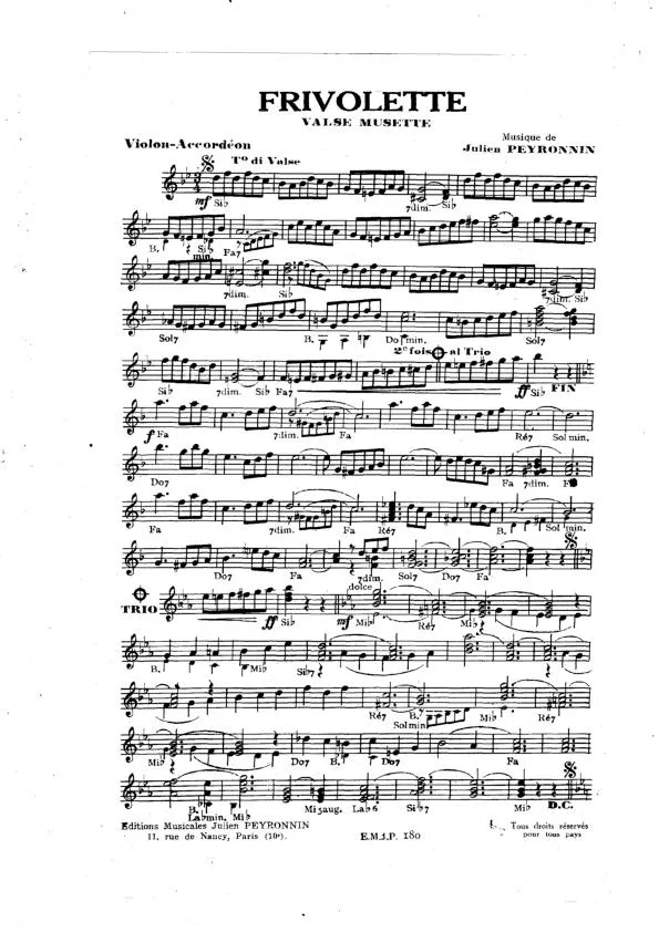 télécharger la partition d'accordéon Frivolette (Orchestration) (Valse Musette) au format PDF