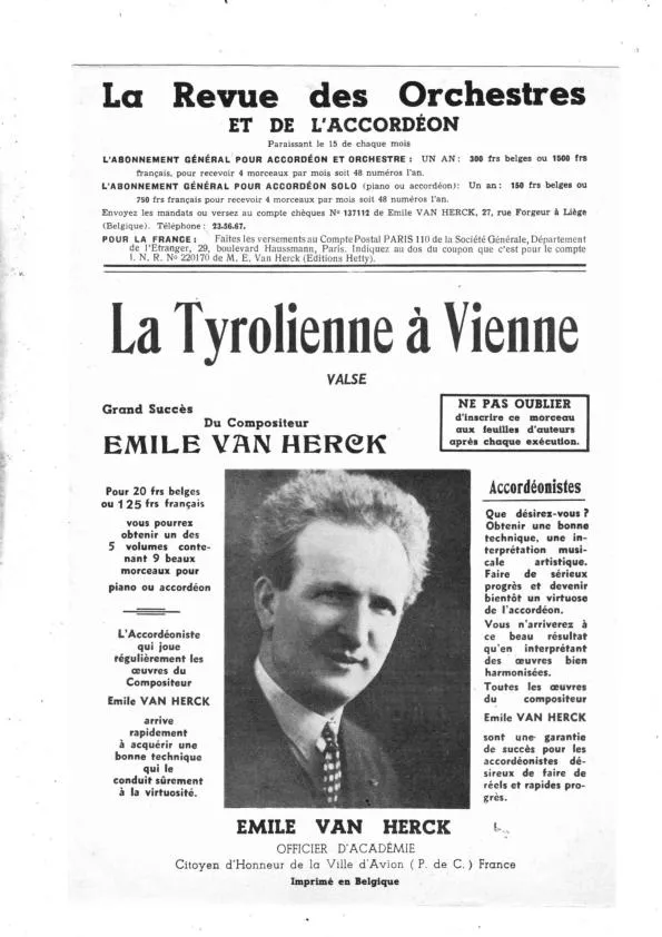 télécharger la partition d'accordéon La Tyrolienne à Vienne (Orchestration) (Valse) au format PDF