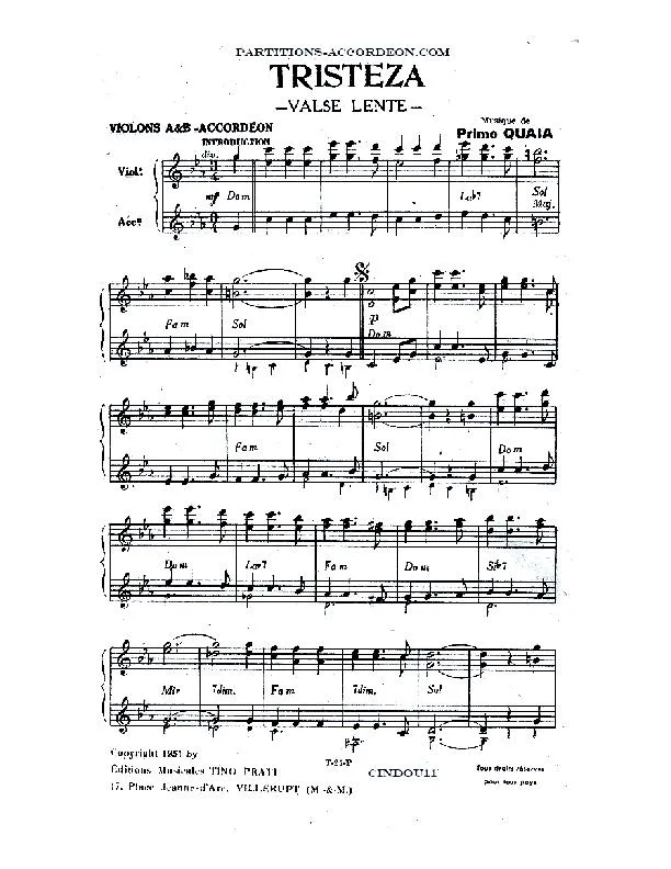 télécharger la partition d'accordéon Tristeza (Orchestration) (Valse Lente) au format PDF