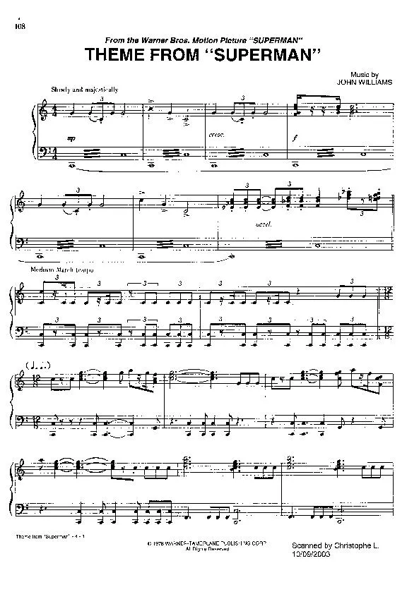 télécharger la partition d'accordéon Theme from Superman (Slow) au format PDF