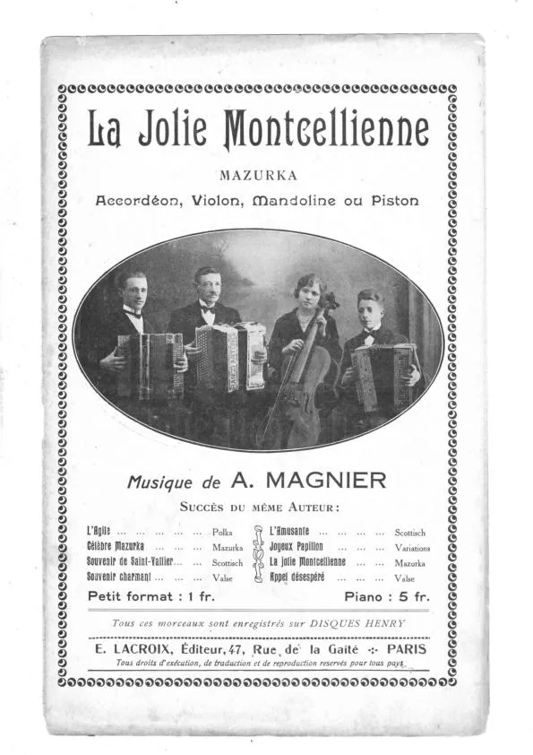 télécharger la partition d'accordéon La jolie Montcellienne (Mazurka) au format PDF