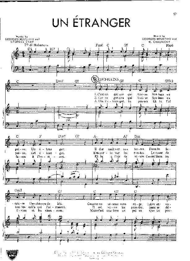 télécharger la partition d'accordéon Un Etranger (Habanera) au format PDF