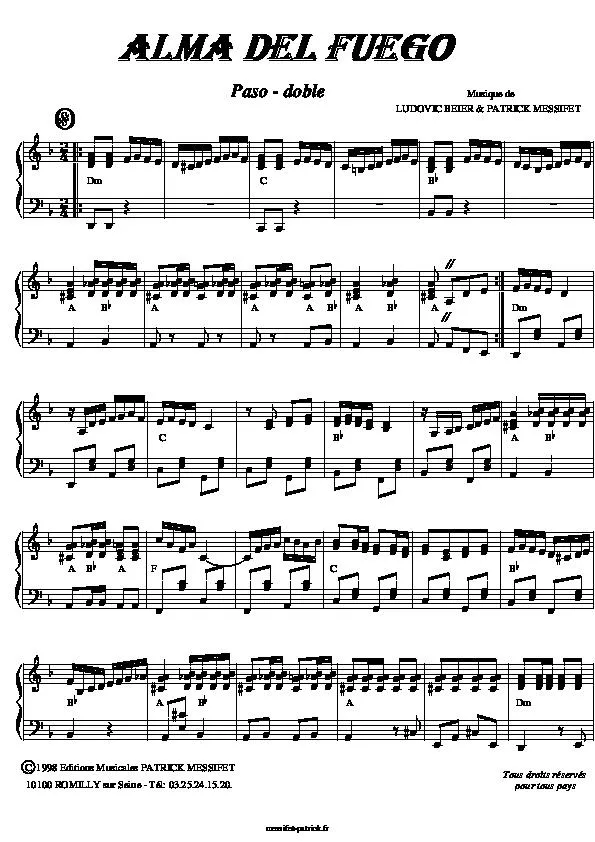 télécharger la partition d'accordéon Alma del Fuego (Paso Doble) au format PDF