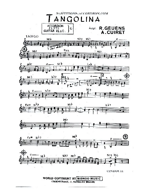 télécharger la partition d'accordéon Tangolina (Orchestration) au format PDF