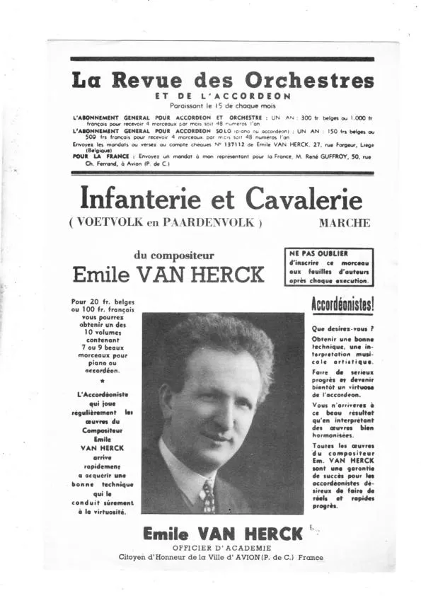 télécharger la partition d'accordéon Infanterie et Cavalerie (Voetvolk en Paardenvolk) (Marche) au format PDF