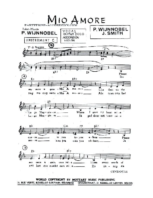 télécharger la partition d'accordéon Mio Amore (Orchestration) (Beguine) au format PDF