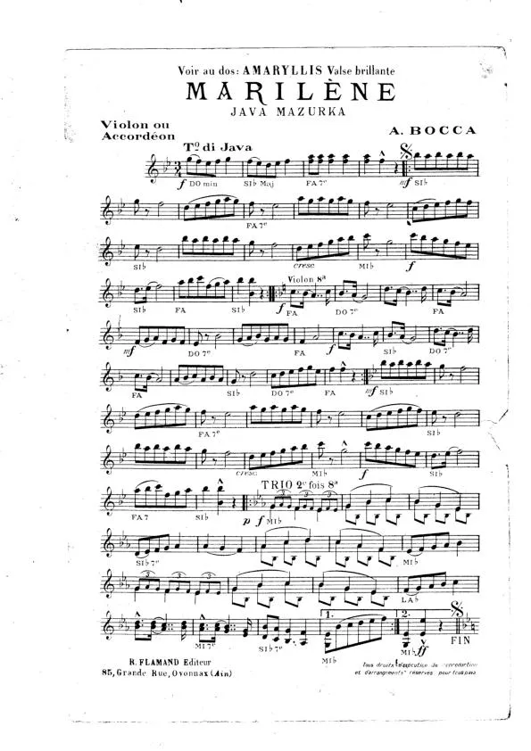 télécharger la partition d'accordéon Marilène (Orchestration) (Java Mazurka) au format PDF