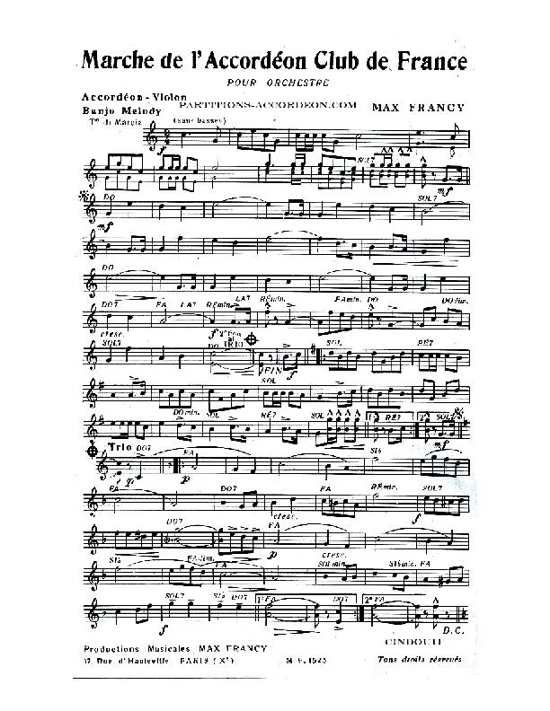 télécharger la partition d'accordéon Marche de l'Accordéon Club de France (Orchestration Complète) au format PDF