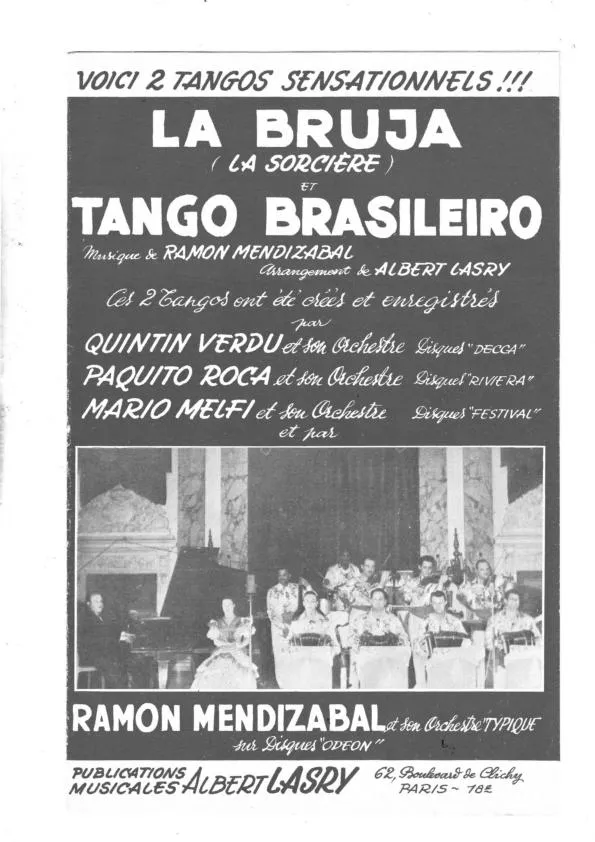 télécharger la partition d'accordéon La Bruja (La sorcière) (Arrangement : Albert Lasry) (Orchestration)  (Tango) au format PDF