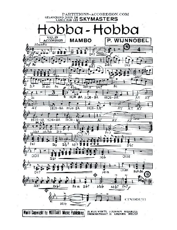 télécharger la partition d'accordéon Hobba Hobba (Orchestration) (Mambo) au format PDF