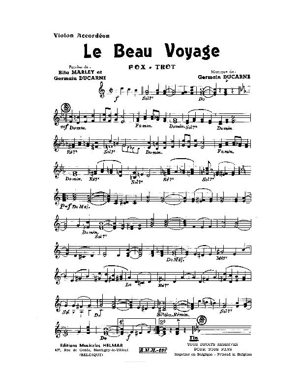 télécharger la partition d'accordéon Le beau voyage (Fox Trot) au format PDF