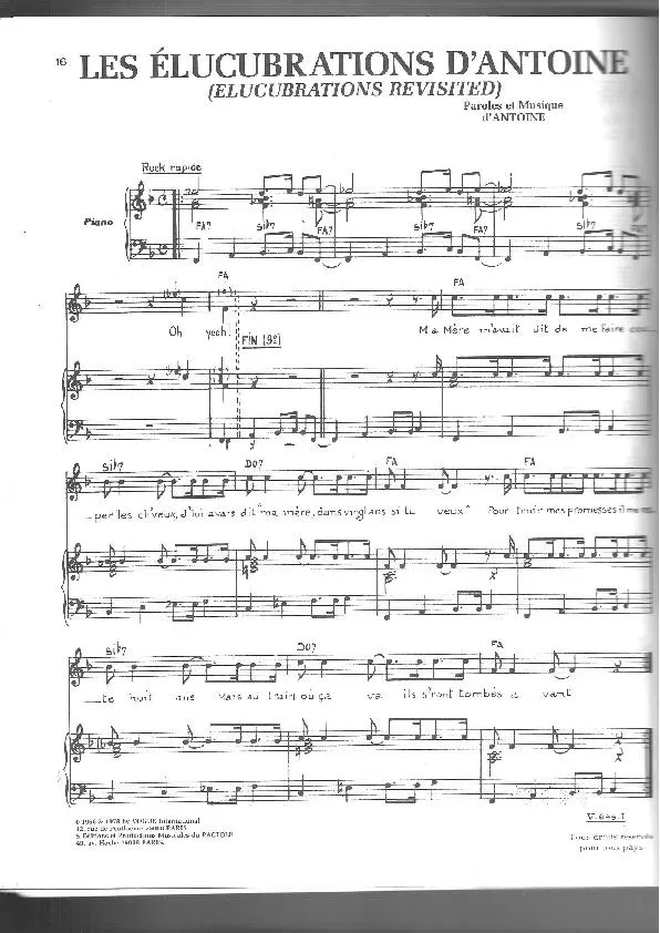 télécharger la partition d'accordéon Les élucubrations d'Antoine (Elucubrations Revisited) au format PDF