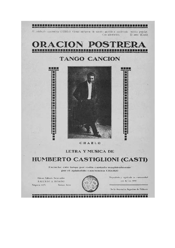 télécharger la partition d'accordéon Oracion Pastrera (Tango Chanté) au format PDF