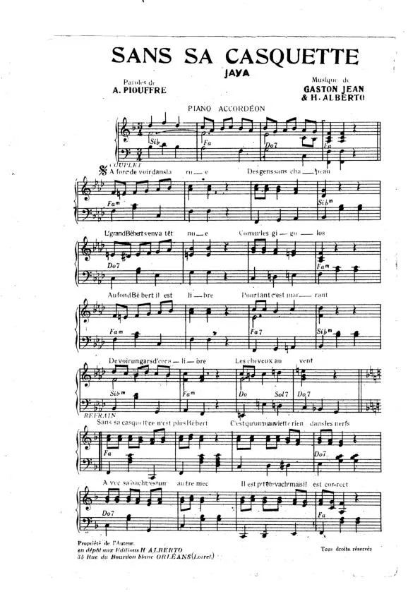 télécharger la partition d'accordéon Sans sa casquette (Orchestration) (Java) au format PDF