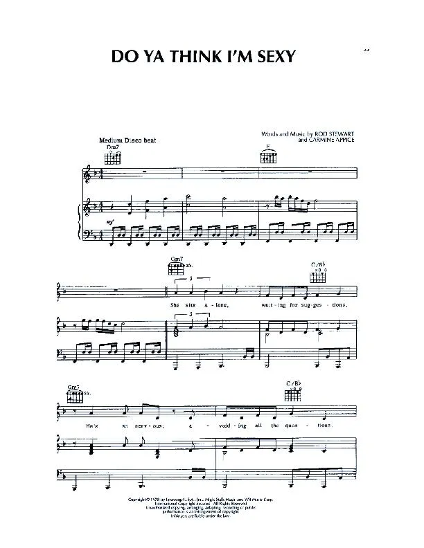 télécharger la partition d'accordéon Do ya think I'm sexy (Disco) au format PDF