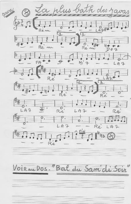 télécharger la partition d'accordéon La plus bath des javas (Manuscrite Simplifiée) au format PDF