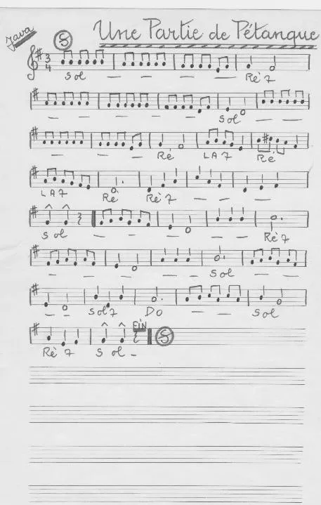 télécharger la partition d'accordéon Une partie de pétanque (Java) (Manuscrite Simplifiée) au format PDF