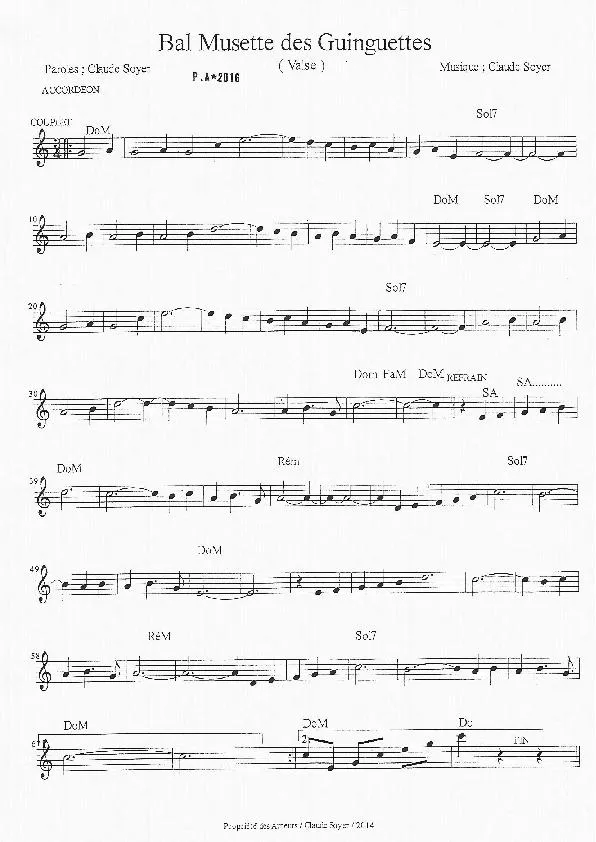 télécharger la partition d'accordéon Bal musette des guinguettes (Valse) au format PDF