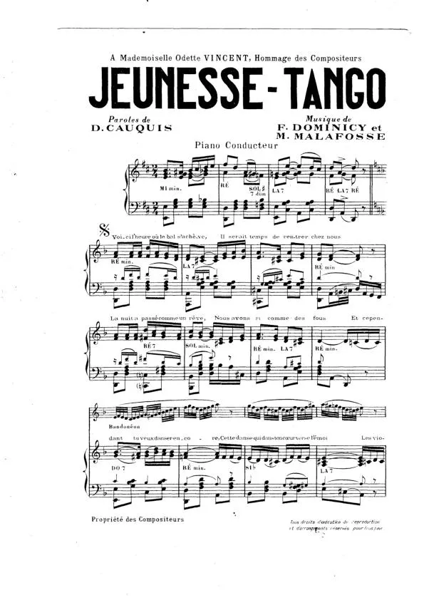 télécharger la partition d'accordéon Jeunesse Tango au format PDF