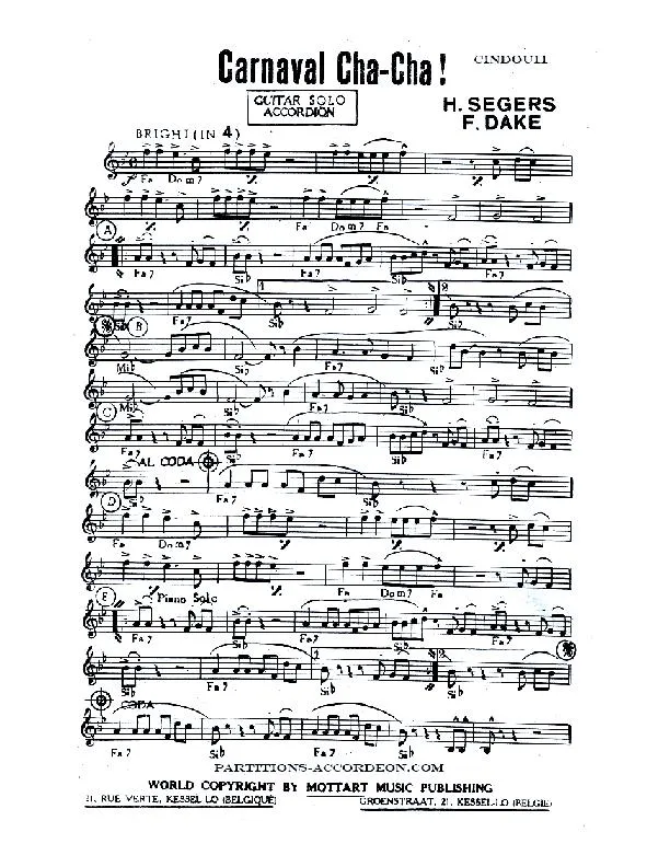 télécharger la partition d'accordéon Carnaval Cha Cha (Orchestration Complète) au format PDF