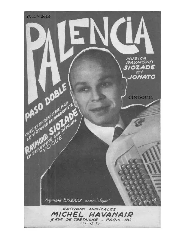 télécharger la partition d'accordéon Palencia (Sur les motifs de la chanson de Michel Havanair) (Orchestration) (Paso Doble) au format PDF