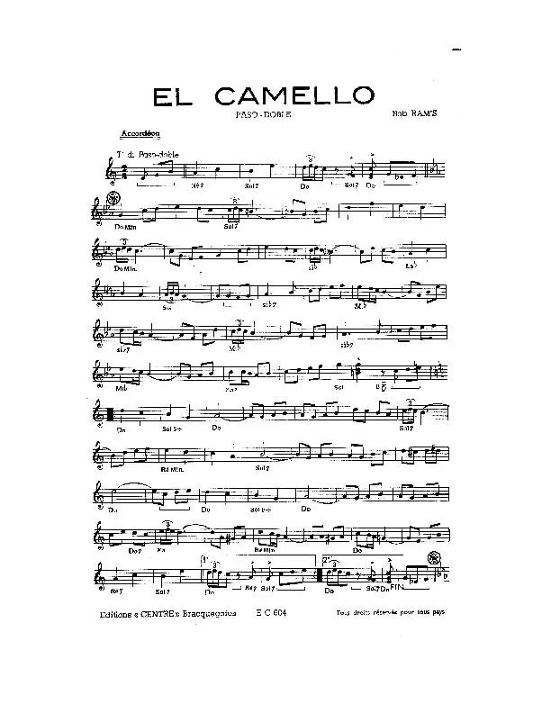 télécharger la partition d'accordéon El Camello (Paso Doble) au format PDF
