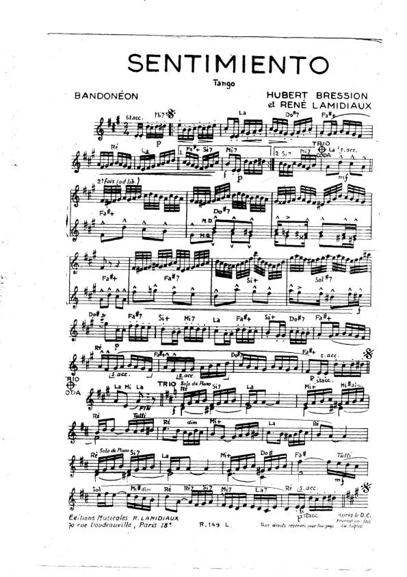 télécharger la partition d'accordéon Sentimiento (Tango) au format PDF