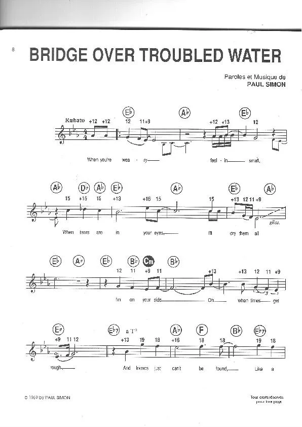 télécharger la partition d'accordéon Bridge over troubled water (Simon and Garfunkel) au format PDF