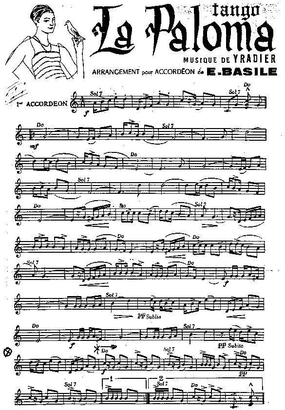 télécharger la partition d'accordéon La Paloma (1er + 2ème + 3ème Accordéon) (Tango) au format PDF